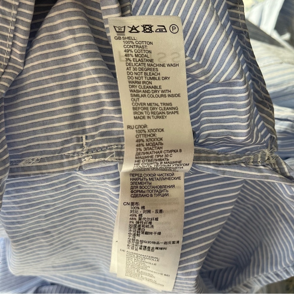 REISS US sz 10 Mia Striped Dress Blue White Waistband Long Sleeve Woven - Picture 7 of 13
